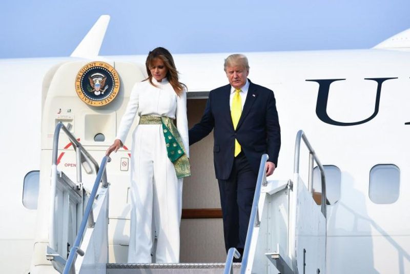 American President Donald Trump With Wife Melania Tour Visit Photos