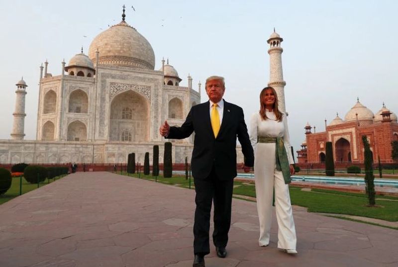 American President Donald Trump With Wife Melania Tour Visit Photos