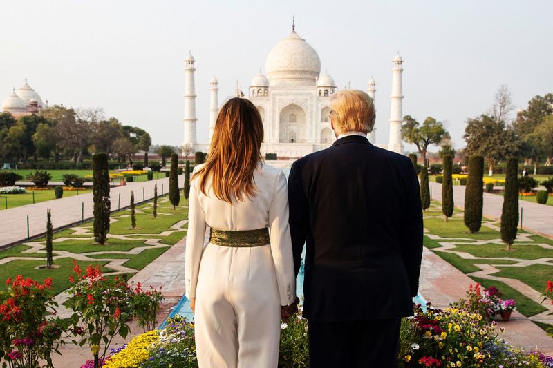 American President Donald Trump With Wife Melania Tour Visit Photos