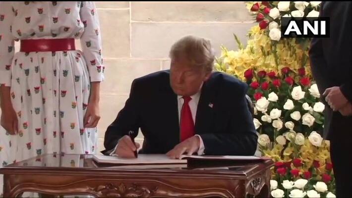 Donald Trump's Message On "Great Mahatma Gandhi" At Rajghat After Sabarmati Slip Donald Trump's Message On "Great Mahatma Gandhi" At Rajghat After Sabarmati Slip