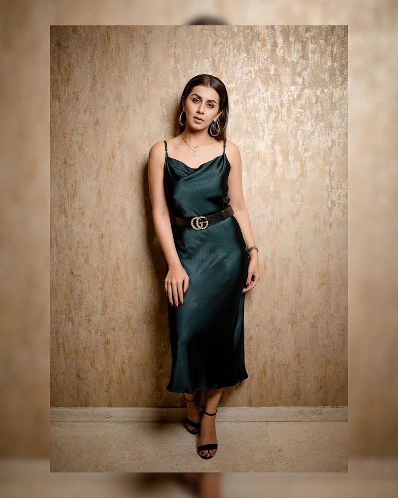 Nikki galrani hot photoshoot in variety dress
