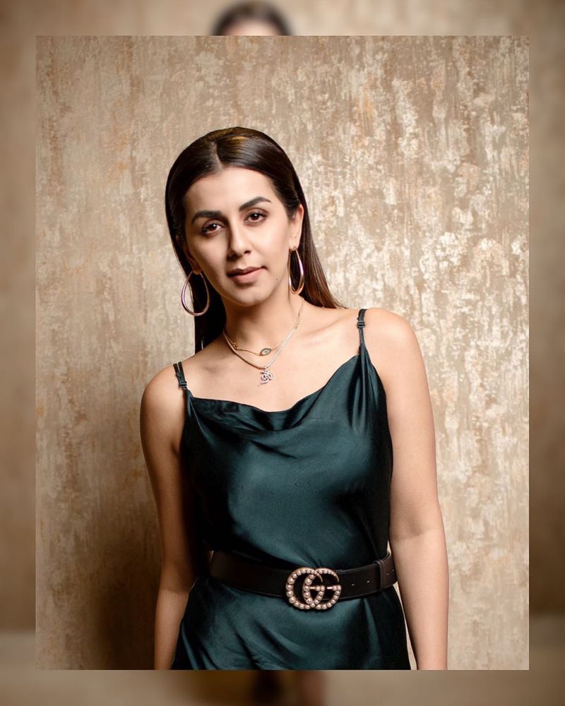 Nikki galrani hot photoshoot in variety dress