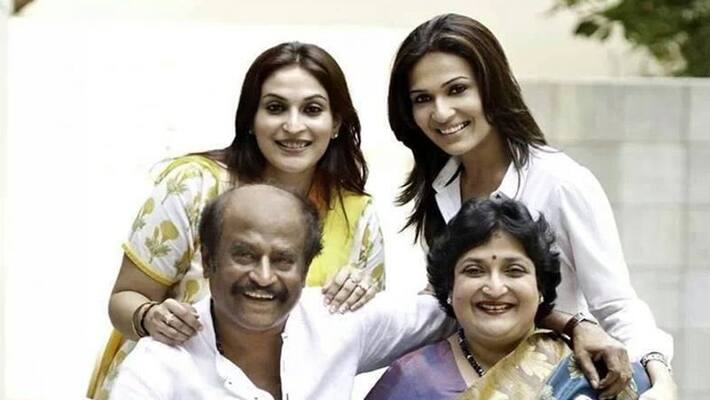 rajinikant celebrate colorful holi with daughters photo goes viral rajinikant celebrate colorful holi with daughters photo goes viral