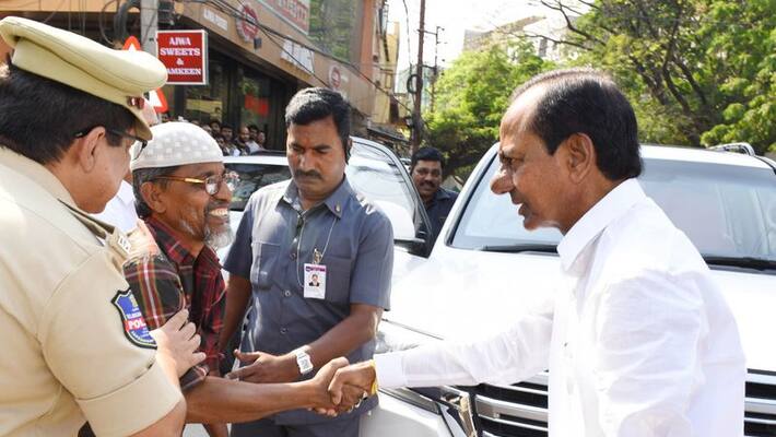 Telangana cm kcr helping hand to physically challenged old man Telangana cm kcr helping hand to physically challenged old man