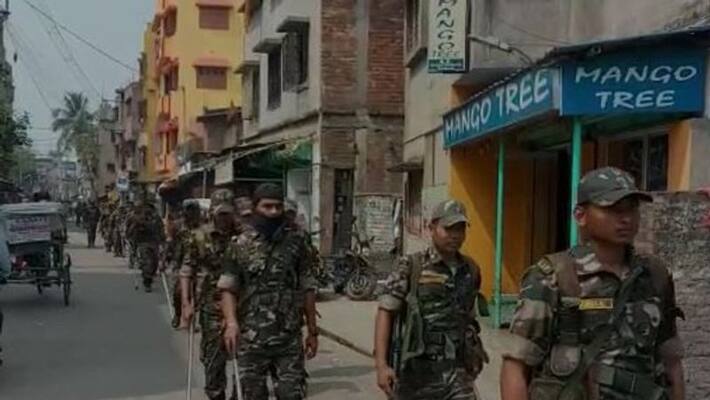 State arm force starts route march in Chandannagar State arm force starts route march in Chandannagar