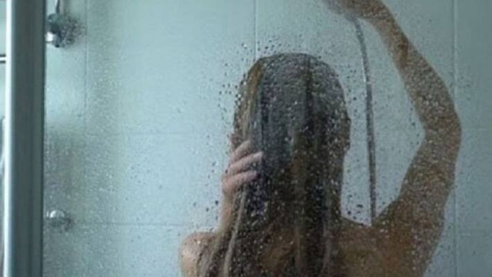 Young girl bathing naked Camera in the bathroom Young girl bathing naked Camera in the bathroom