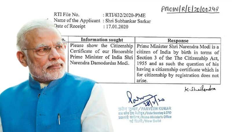 RTI response on PM Modis citizenship emphasises hes an Indian citizen by birth