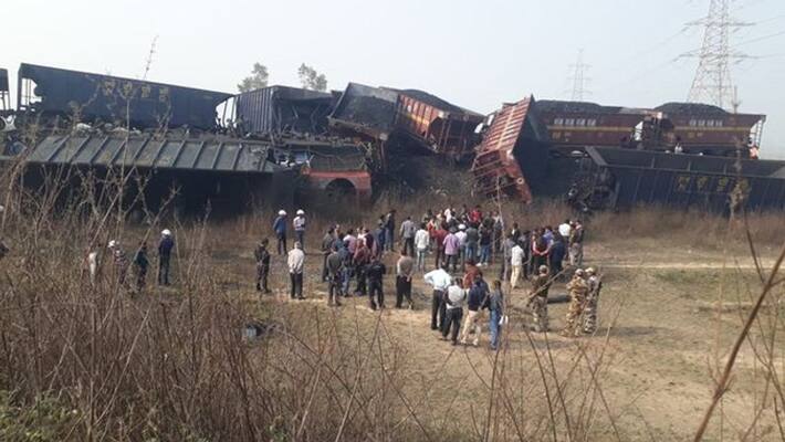 Three people were killed after two goods trains collided near a village in Madhya Pradesh Singrauli Three people were killed after two goods trains collided near a village in Madhya Pradesh Singrauli