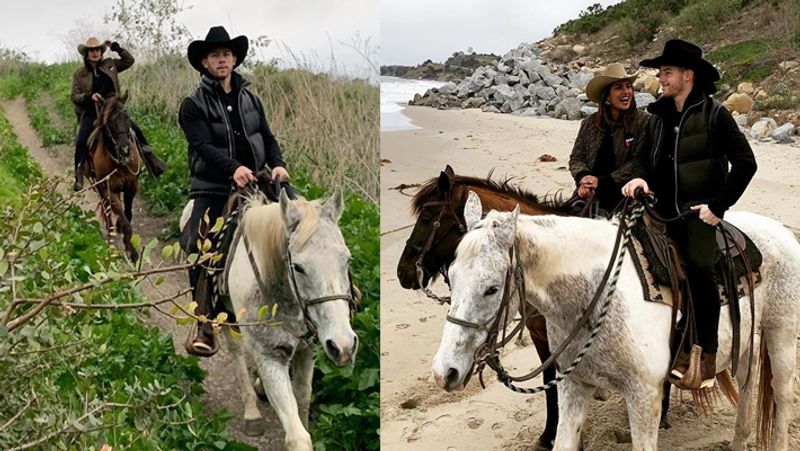 Priyanka Chopra Nick Jonas cowboy hats spend weekend horse riding KPJ