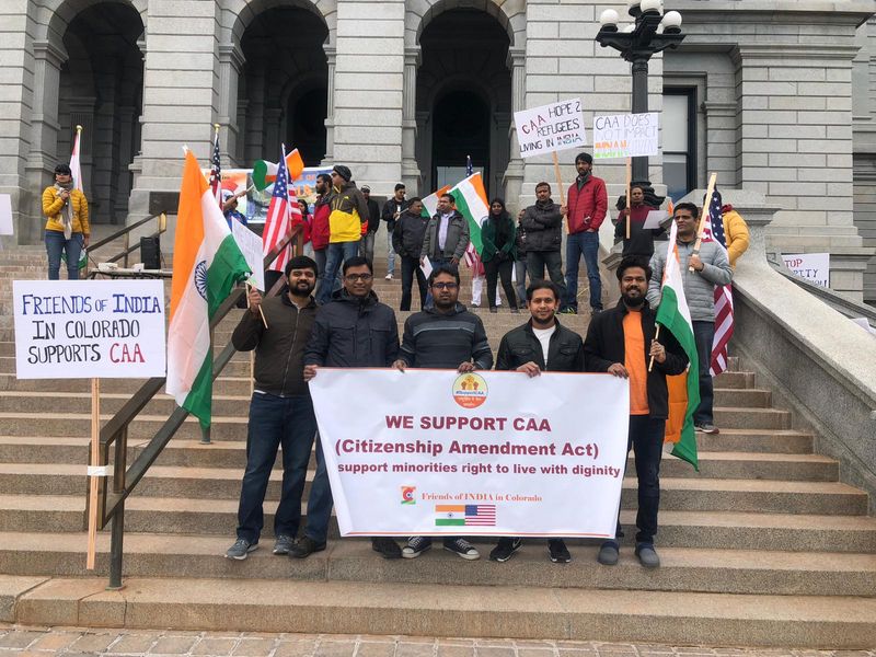 The gathering also had a banner which stated ‘We Support CAA’ – We support minorities right to live with dignity