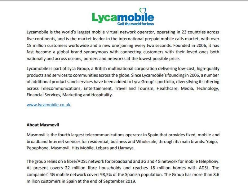 lyca mobile spain acquired by fast growing mno masmovil