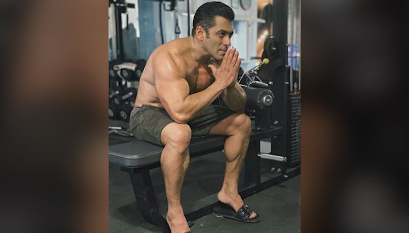 Flaunting his perfectly chiselled body, the 'Sultan' actor shared a picture of himself sitting on a pull-down machine with folded hands as a mark of Indian tradition 'namaste'.