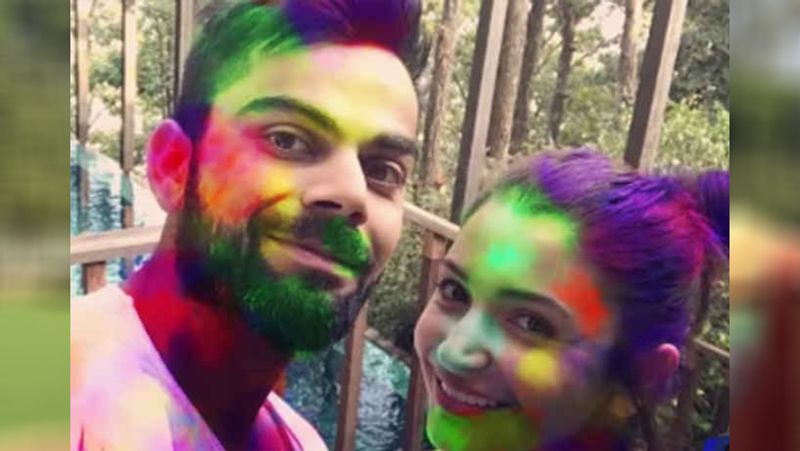 pictures of indian cricketers celebrating holi KPB