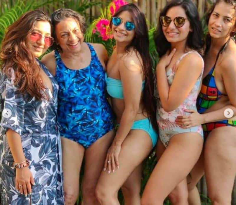 76 age actress hot bikini were in daughter birthday celebration