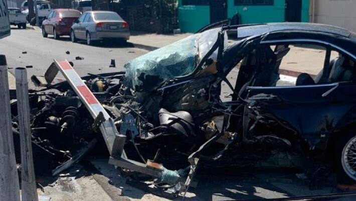 bmw was curshed by train but the driver of bmw only minor injuries bmw was curshed by train but the driver of bmw only minor injuries