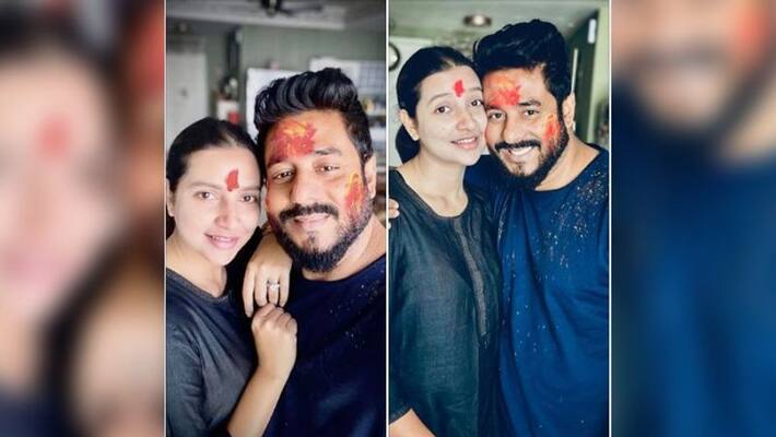 Raj chakraborty and Subhashree Ganguly celebrate holi Raj chakraborty and Subhashree Ganguly celebrate holi