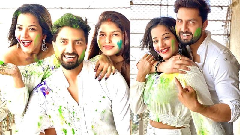Monalisa playing holi with husband and other bhojpuri Stars Holi pics KPG