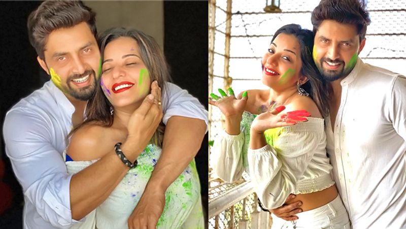 Monalisa playing holi with husband and other bhojpuri Stars Holi pics KPG