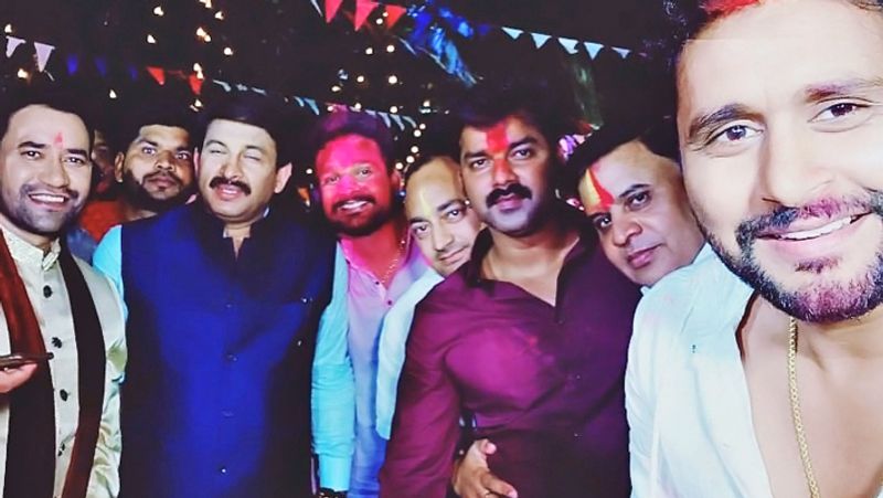 Monalisa playing holi with husband and other bhojpuri Stars Holi pics KPG