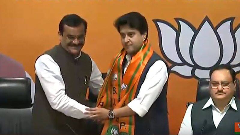 Madhya Pradesh crisis: Jyotiraditya Scindia wears saffron robe as BJP inducts him to party