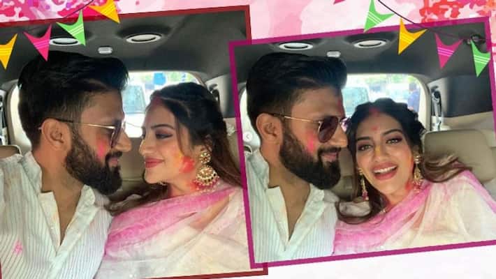 Actress nusrat celebrated holi with nikhil Actress nusrat celebrated holi with nikhil