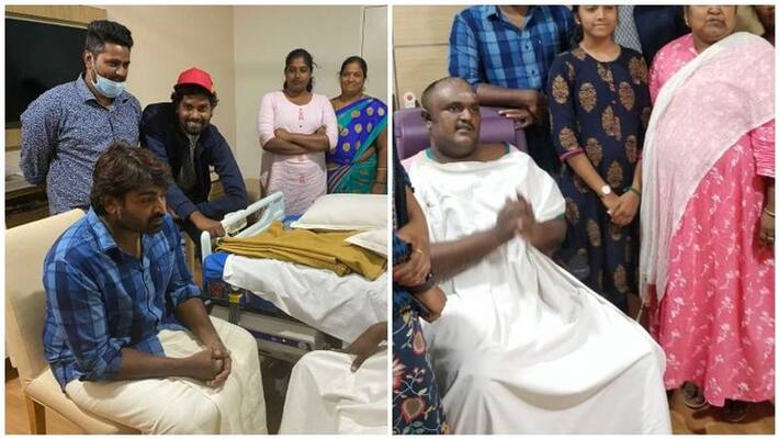 vijay sethupathi meet lokesh pop hospital photo goes viral vijay sethupathi meet lokesh pop hospital photo goes viral