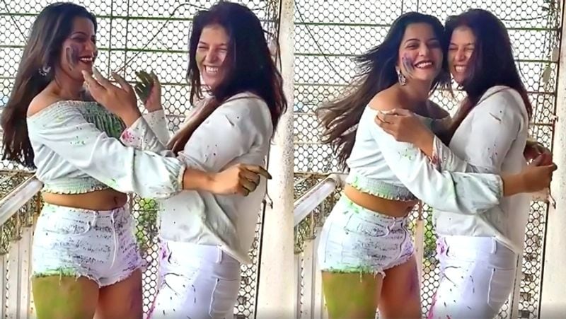 Monalisa playing holi with Nanad Riya and other family members KPG