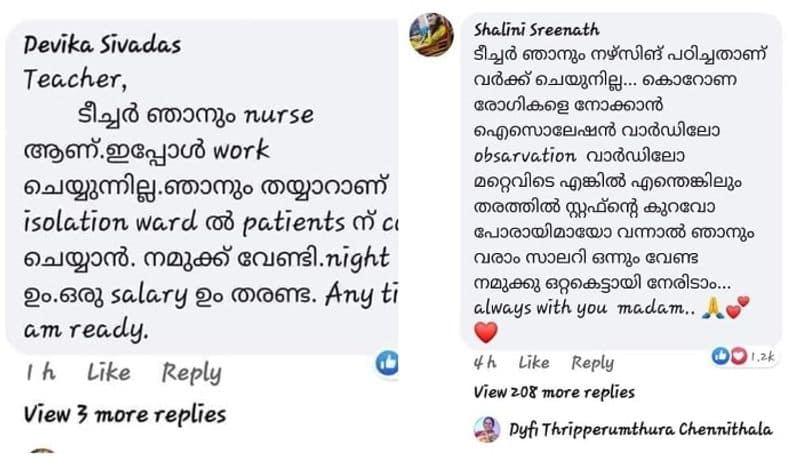malayalees supports to health minister kk shailaja on fb page