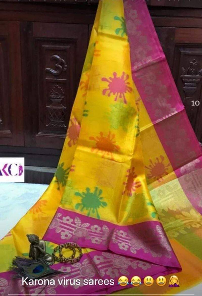 corona saree designed and goes viral in social media
