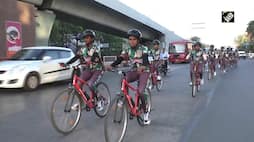 CRPF officials organise cycle rally to encourage women to join the Armed forces