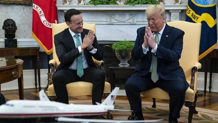 american president trump greetings as namaskar as Indian style american president trump greetings as namaskar as Indian style