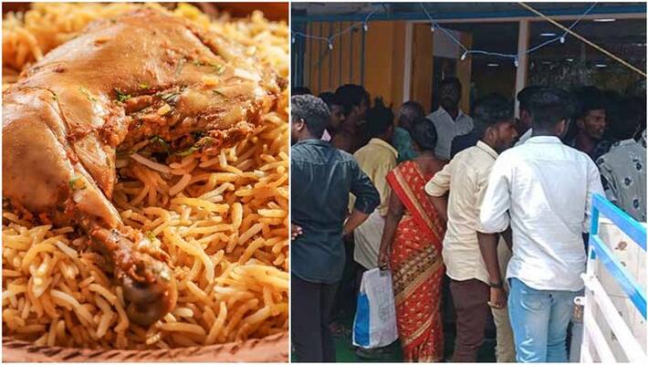 chicken briyani sold for 1 rupee in a newly opened shop chicken briyani sold for 1 rupee in a newly opened shop