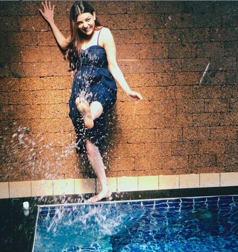 Actress Kajal Aggarwal Swimming Pool Stills