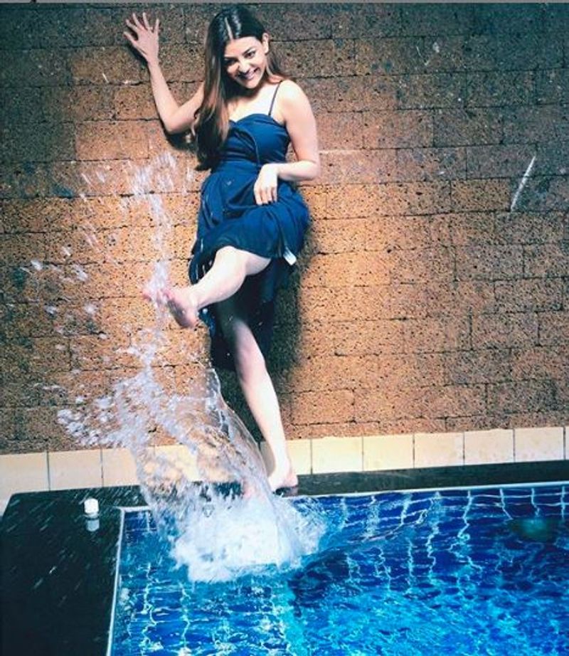 Actress Kajal Aggarwal Swimming Pool Stills