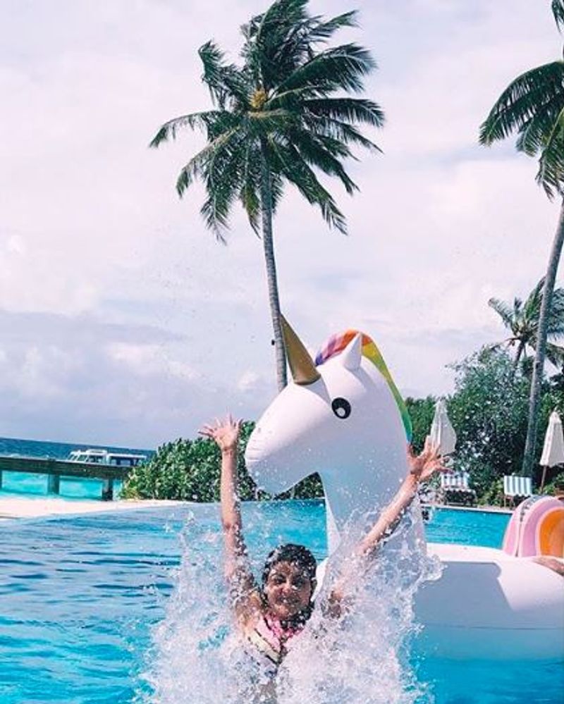 Actress Kajal Aggarwal Swimming Pool Stills