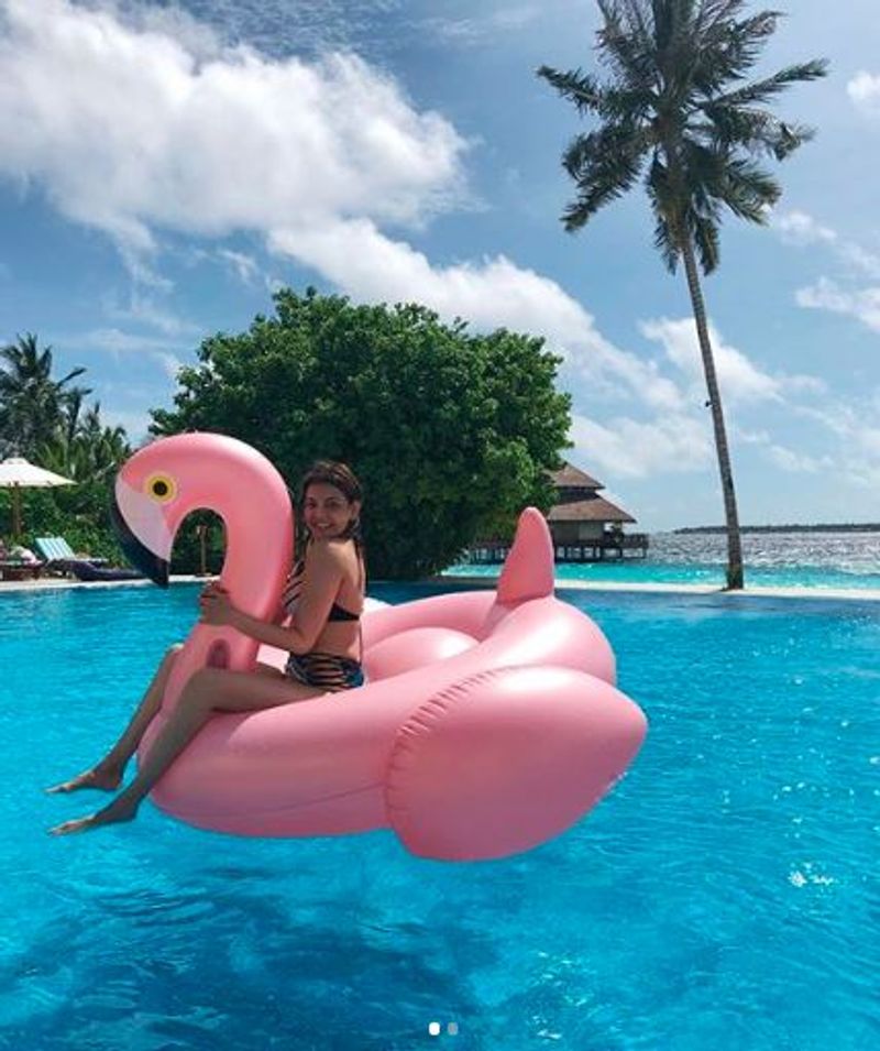 Actress Kajal Aggarwal Swimming Pool Stills
