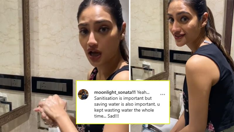 Nusrat jahan get trolled while washing hand tap was on actress shared video corona virus KPY