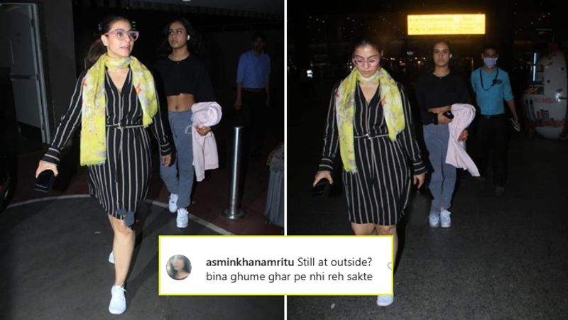 kajol Was Snapped with Daughter Nyasa at airport get trolled due to not wearing hand Gloves And Mask corona virus KPY