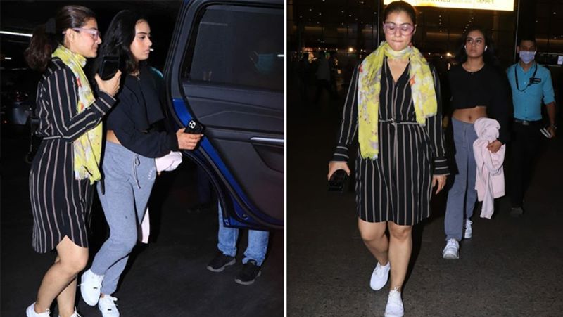 kajol Was Snapped with Daughter Nyasa at airport get trolled due to not wearing hand Gloves And Mask corona virus KPY