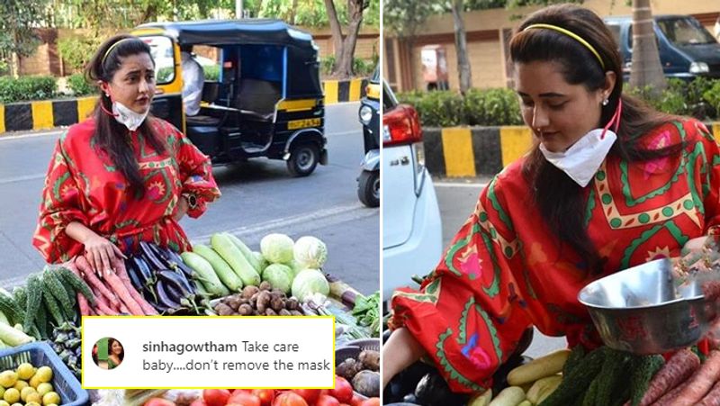 Rashami Desai get Trolled for removing the mask while purchasing vegetables Corona virus KPY