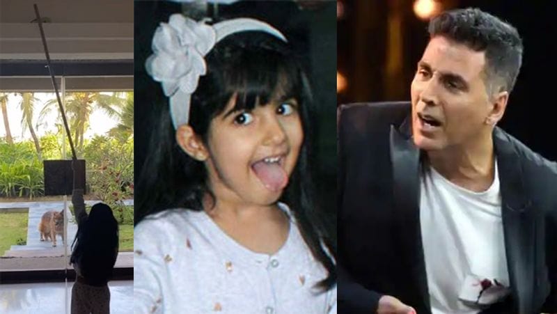 akshay kumar daughter nitara accidently toss her slipper at lighting duct KPJ
