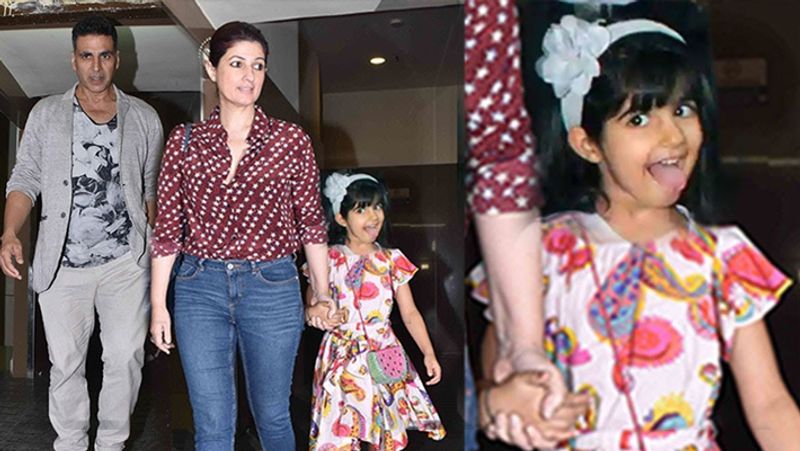 akshay kumar daughter nitara accidently toss her slipper at lighting duct KPJ