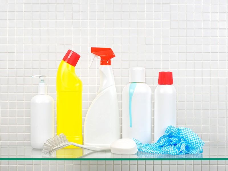 Kepp Detols, Bliching, Betadine at hands throw distance to disinfect home in Coronavirus outbreak