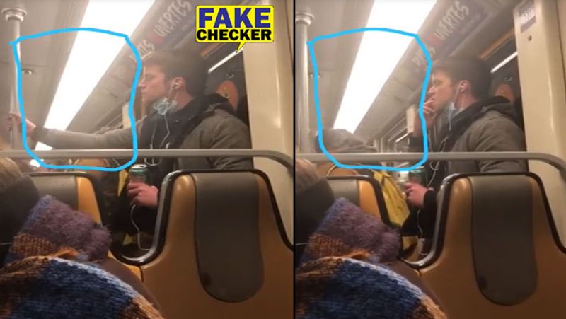 corona virus man rubbing his hand on handrail metro belgium video viral in india kpt