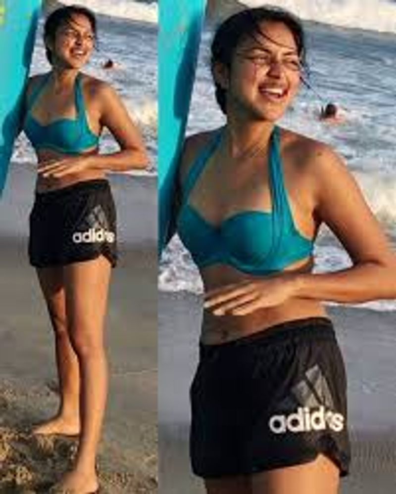 Amala Paul recently posted few pics of her practicing yoga on a beach and it wasn’t long before the pictures set the internet on fire