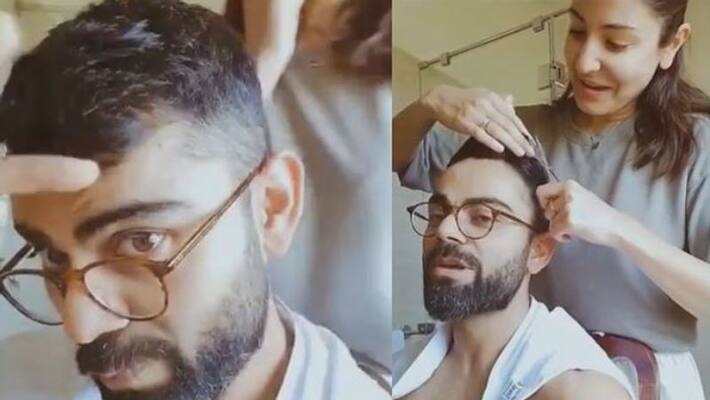 Anushka Sharma Gives Virat Kohli a Haircut With Kitchen Scissors Anushka Sharma Gives Virat Kohli a Haircut With Kitchen Scissors