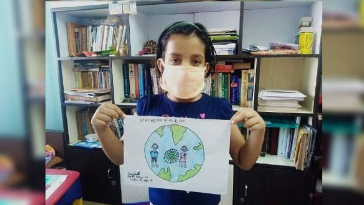 Eight year old kid Satakshi Rakshit draw a picture for awareness of Coronavirus Eight year old kid Satakshi Rakshit draw a picture for awareness of Coronavirus