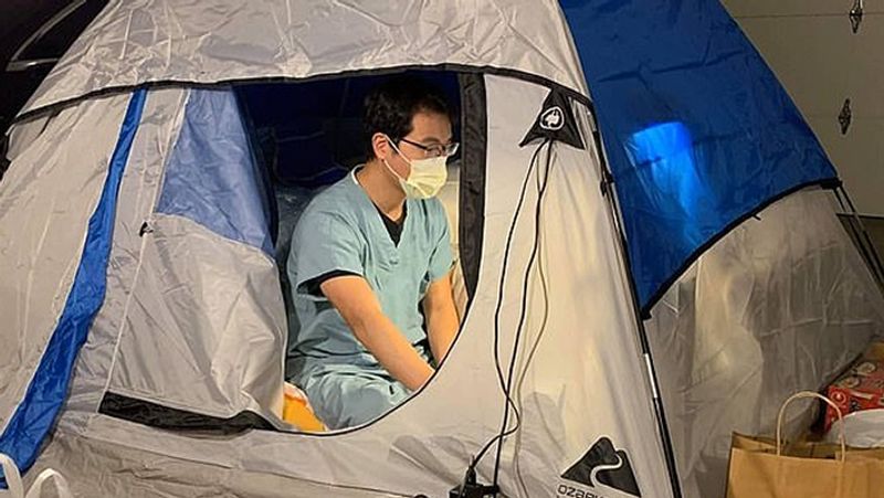 Doctors living in tents to protect wife and children from corona virus infection kps