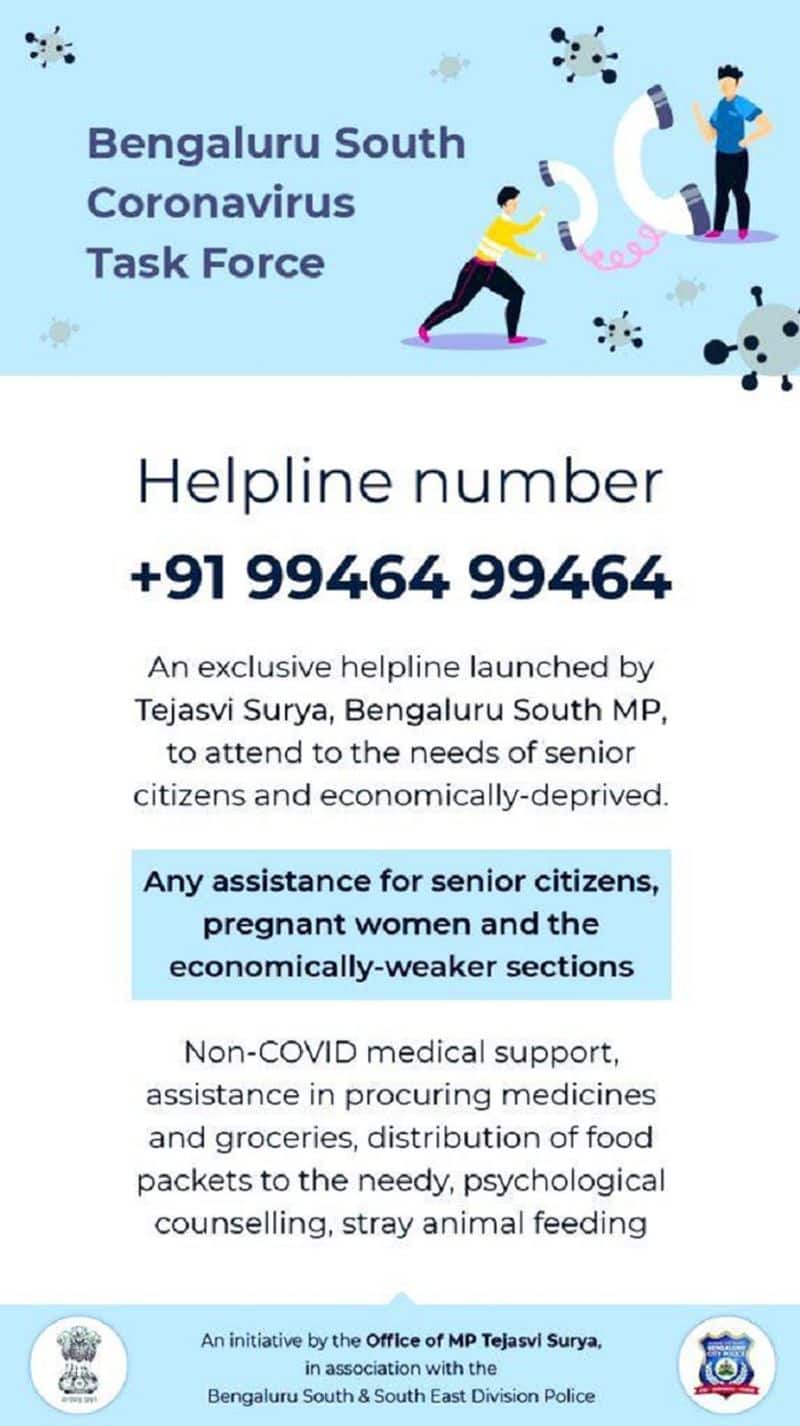 Corona Task force for essential Services for needy in Bengaluru by MP Tejasvi Surya