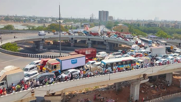tamilnadu lockdown...chennai padi bridge heavy traffic tamilnadu lockdown...chennai padi bridge heavy traffic